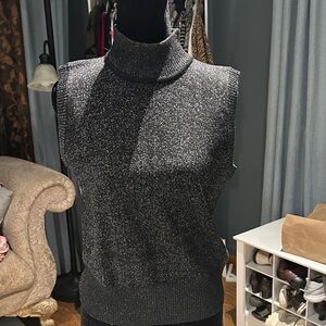 Preston & York Sparkling Black Sleeveless Turtleneck Sweater